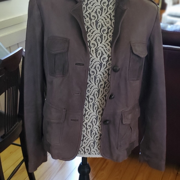 GET READY FOR BROWN ROSNER brown leather jacket size 8 - Picture 2 of 7